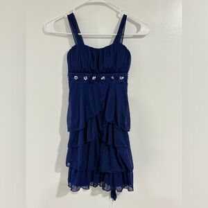 Speechless Navy Blue Layered Kids Dress